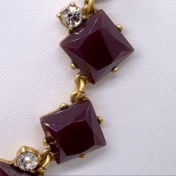 J. Crew Burgundy Squares Jeweled Necklace - Picture 2 of 3